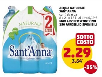PENNY ACQUA NATURALE SANT'ANNA conf. da 6 pz 6 x 2 l offerta