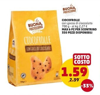 PENNY BUONA Pasticceria CIOCOFROLLE con gocce di cioccolato 700 g offerta
