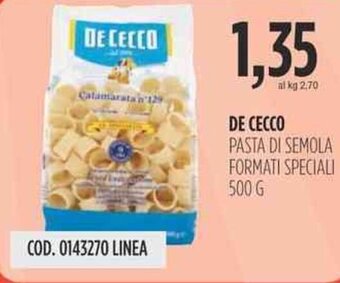 DE CECCO PASTA DI SEMOLA FORMATI SPECIALI 500 G