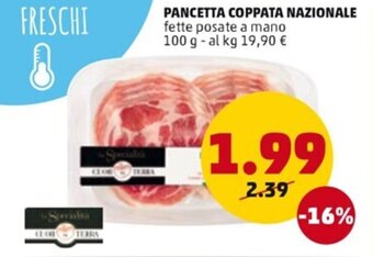PENNY PANCETTA COPPATA NAZIONALE fette posate a mano 100 g offerta