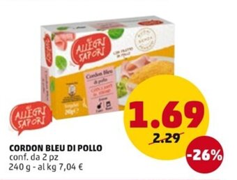 PENNY CORDON BLEU DI POLLO conf. da 2 pz 240 g offerta