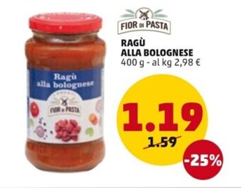 PENNY FIOR DI PASTA RAGÙ ALLA BOLOGNESE 400 g offerta