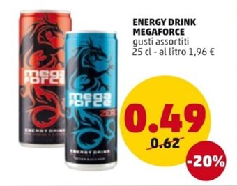 PENNY ENERGY DRINK MEGAFORCE gusti assortiti 25 cl offerta