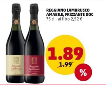 REGGIANO LAMBRUSCO AMABILE, FRIZZANTE DOC 75 cl