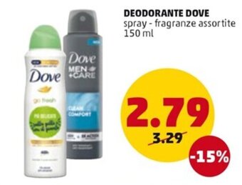 PENNY DEODORANTE DOVE spray - fragranze assortite 150 ml offerta