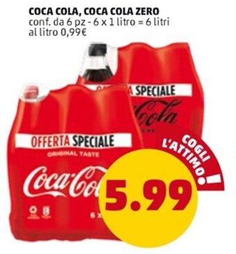 PENNY COCA COLA, COCA COLA ZERO conf. da 6 pz - 6 x 1 litro offerta