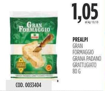 Carico Cash & Carry PREALPI GRAN FORMAGGIO GRANA PADANO GRATTUGIATO 80 G offerta