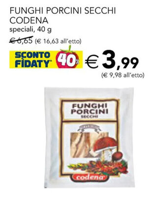 Esselunga FUNGHI PORCINI SECCHI CODENA speciali, 40 g offerta