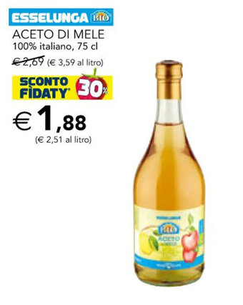 Esselunga ESSELUNGA BIO ACETO DI MELE 100% italiano, 75 cl offerta