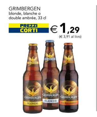 Esselunga GRIMBERGEN blonde, blanche o double ambrée, 33 cl offerta