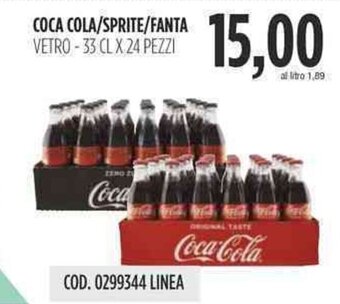 Carico Cash & Carry COCA COLA/SPRITE/FANTA VETRO-33 CLX 24 PEZZI offerta