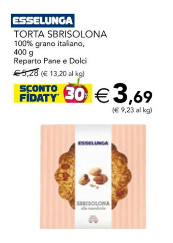 ESSELUNGA TORTA SBRISOLONA 100% grano italiano, 400 g