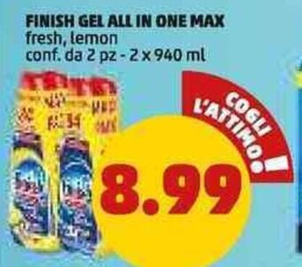 PENNY FINISH GEL ALL IN ONE MAX 2 x 940 ml offerta