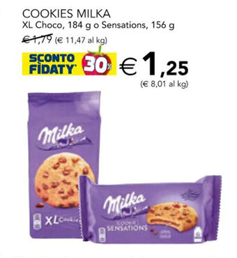 COOKIES MILKA XL Choco, 184 g o Sensations, 156 g