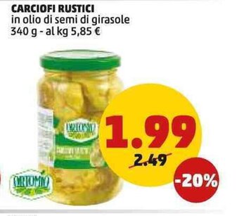PENNY CARCIOFI RUSTICI in olio di semi di girasole 340 g offerta