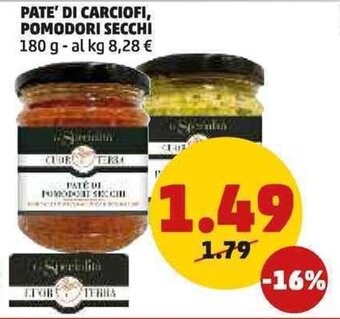 PATE' DI CARCIOFI, POMODORI SECCHI 180 g