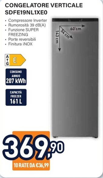 Unieuro Electroline CONGELATORE VERTICALE SDFE19NL1XE0 offerta