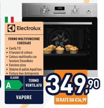 Unieuro Electrolux FORNO MULTIFUNZIONE COD3S40X offerta