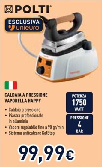 POLTI CALDAIA A PRESSIONE VAPORELLA HAPPY