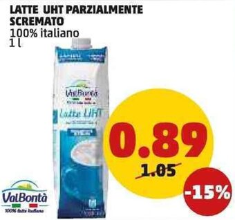 PENNY LATTE UHT PARZIALMENTE SCREMATO 100% italiano 11 offerta