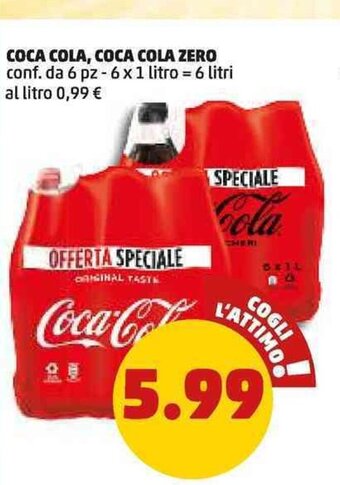 PENNY COCA COLA, COCA COLA ZERO conf. da 6 pz - 6 x 1 litro offerta