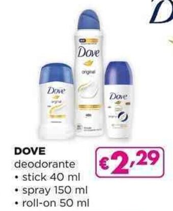 Acqua & Sapone DOVE deodorante • stick 40 ml spray 150 ml • roll-on 50 ml offerta