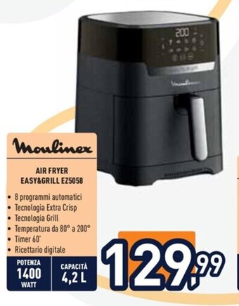 Unieuro Moulinex AIR FRYER EASY&GRILL EZ5058 offerta