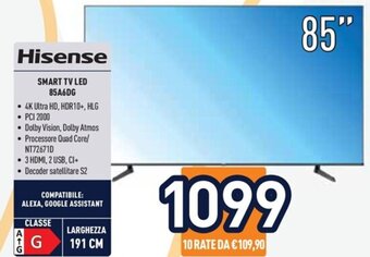 Unieuro Hisense SMART TV LED 85A6DG offerta