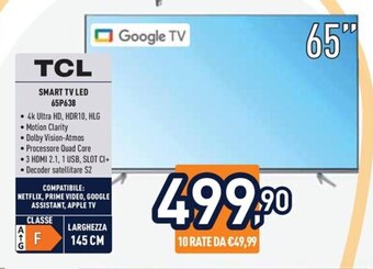 Unieuro TCL SMART TV LED 65P638 offerta