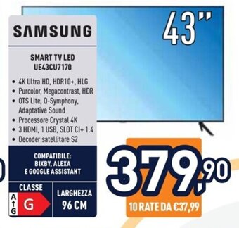 Unieuro SAMSUNG SMART TV LED UE43CU7170 offerta