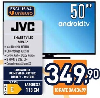 Unieuro JVC SMART TV LED 50VA32 offerta