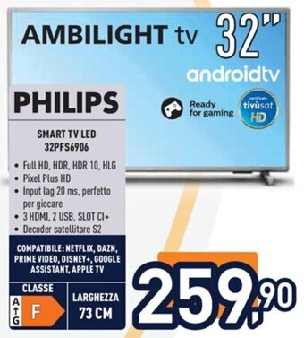Unieuro PHILIPS SMART TV LED 32PFS6906 offerta