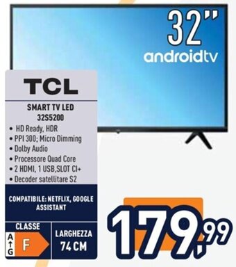 Unieuro TCL SMART TV LED 32S5200 offerta