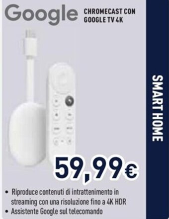Unieuro Google CHROMECAST CON GOOGLE TV 4K offerta