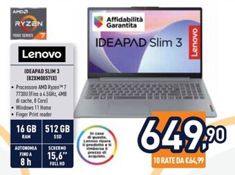 Unieuro Lenovo IDEAPAD SLIM 3 (82XM00571X) offerta