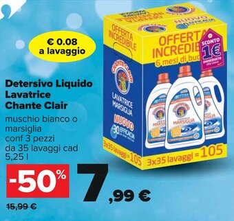 Carrefour Detersivo Liquido Lavatrice Chante Clair offerta