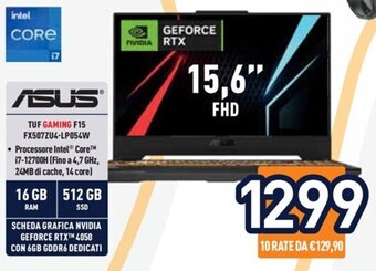Unieuro Asus TUF GAMING F15 FX507ZU4-LP054W offerta
