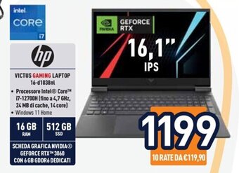 Unieuro hp VICTUS GAMING LAPTOP 16-d1038nl offerta