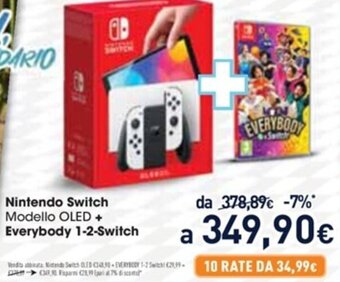 Unieuro Nintendo Switch Modello OLED + Everybody 1-2-Switch offerta
