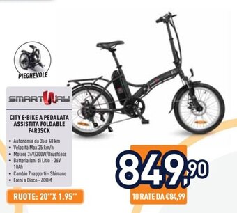 Unieuro SMARTWAY CITY E-BIKE A PEDALATA ASSISTITA FOLDABLE F4R3SCK offerta