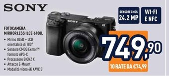 Unieuro SONY FOTOCAMERA MIRRORLESS ILCE-6100L offerta