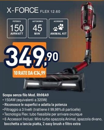 Unieuro Scopa senza filo Mod. Rh98A9 offerta