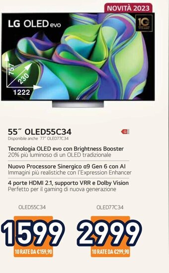 Unieuro LG OLED evo 55" OLED55C34 offerta