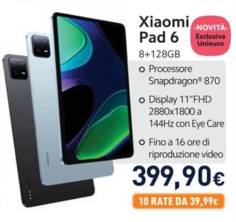 Unieuro Xiaomi Pad 6 offerta