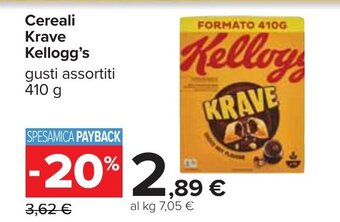 Carrefour Cereali Krave Kellogg's gusti assortiti 410 g offerta