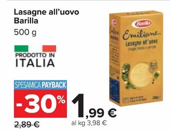 Carrefour Lasagne all'uovo Barilla 500 g offerta