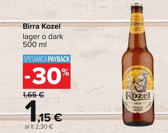 Carrefour Birra Kozel lager o dark 500 ml offerta