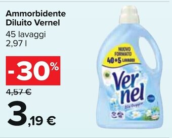 Carrefour Ammorbidente Diluito Vernel 45 lavaggi 2,97 L offerta