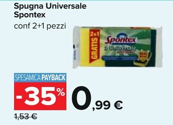 Carrefour Spugna Universale Spontex conf 2+1 pezzi offerta