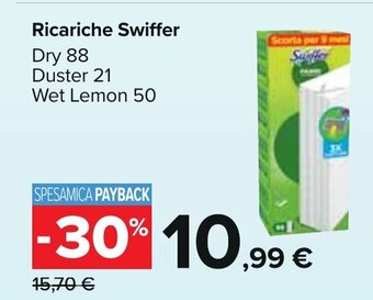 Carrefour Ricariche Swiffer Dry 88 Duster 21 Wet Lemon 50 offerta